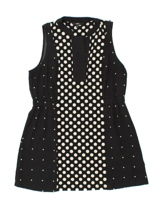 NEXT Womens Sleeveless A-Line Dress UK 16 Large  Black Polka Dot Polyester