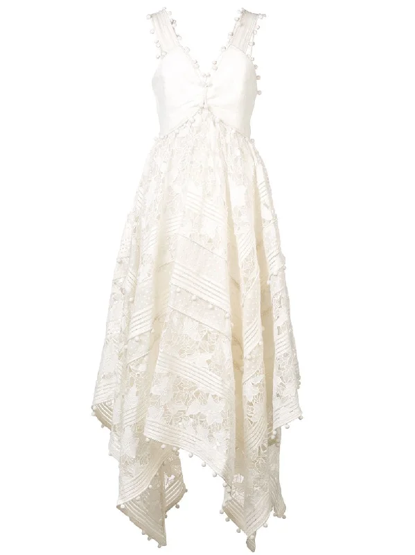 asymmetric hem v-neck dress