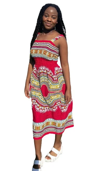 African Spaghetti Strap Maxi Dress Comfortable Maxi Dress with Slits
