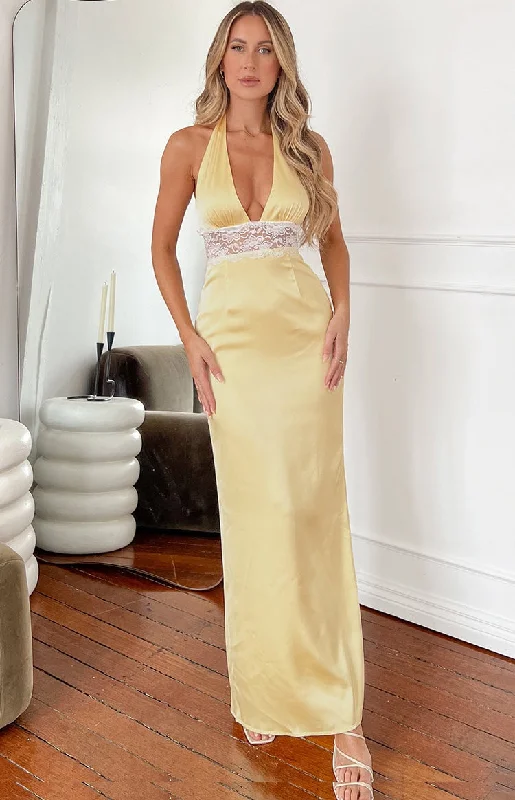 Arli Yellow Lace Maxi Dress Fashionable Printed Maxi Dress