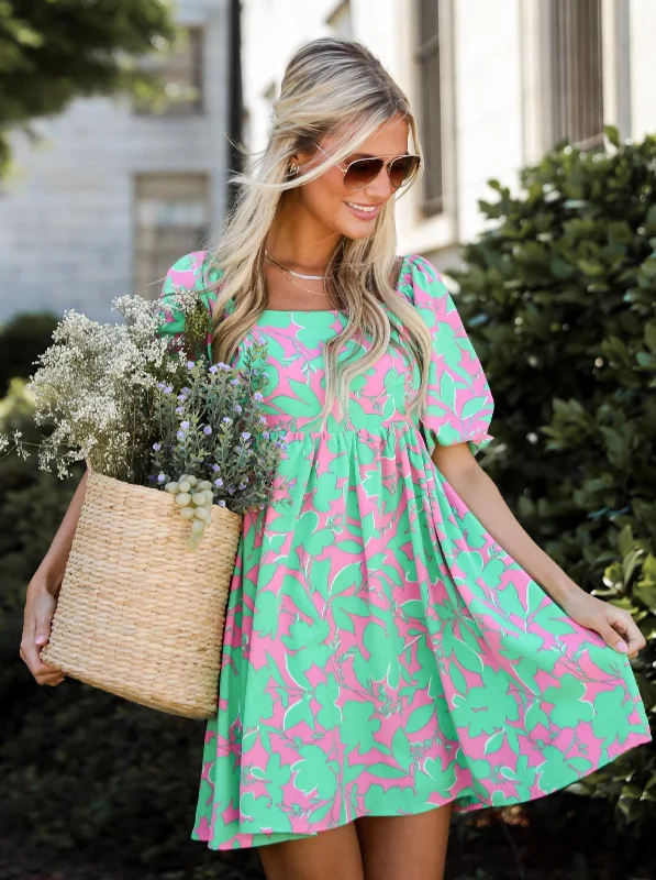 FINAL SALE - Certainly Sweet Pink Floral Mini Dress Elegant Velvet Mini Dress