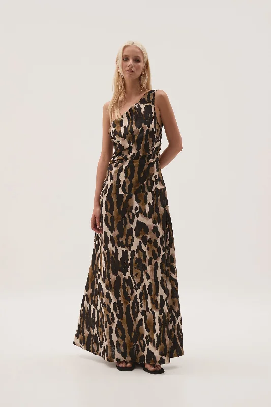 Daze One Shoulder Maxi Dress Fashionable High-Low Maxi Dress