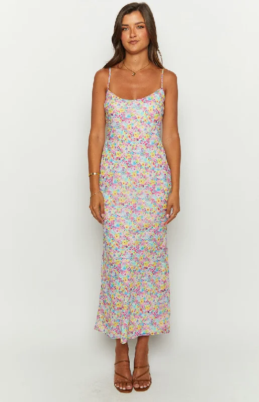 Good Days Painted Floral Pink Maxi Dress Comfortable Casual Maxi Dress