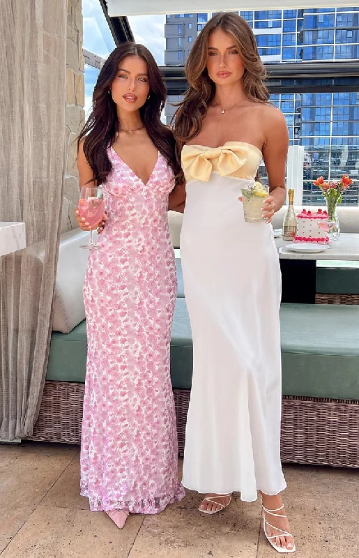 Honeydew Yellow Bow Maxi Dress Fashionable Chiffon Maxi Dress
