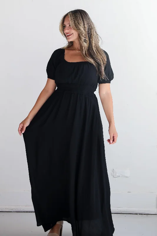Instinctually Flirty Black Maxi Dress Classic A-Line Maxi Dress