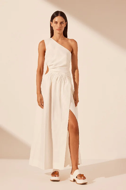 JOSEPHINE ASYMMETRICAL CUT OUT MAXI DRESS - COCONUT Stylish A-Line Maxi Dress