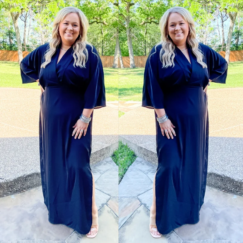Like Royalty Maxi Dress With a Cross Front and Slit in Black Cozy Open-Back Maxi Dress