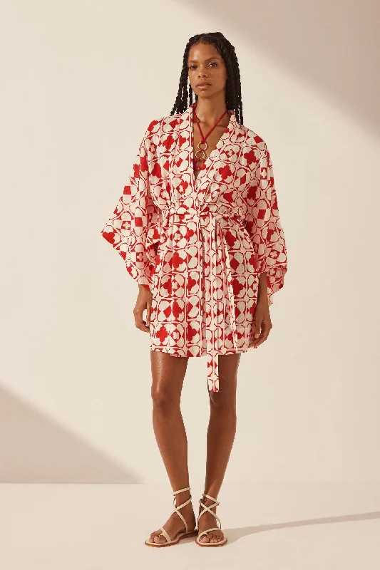 PALMIER LINEN ROBE MINI DRESS Classic Black Mini Dress