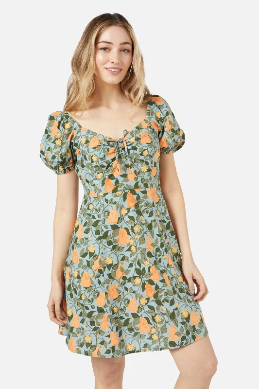 Pear Vine Mini Dress Fashionable Mini Dress with Frills