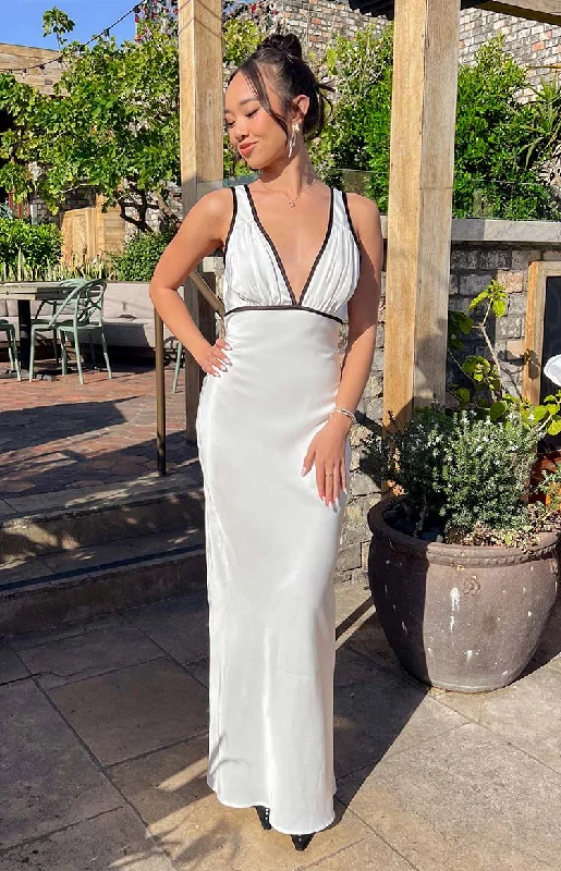 Rebel Rose Black And White Contrast Maxi Dress Cozy Ribbed Maxi Dress