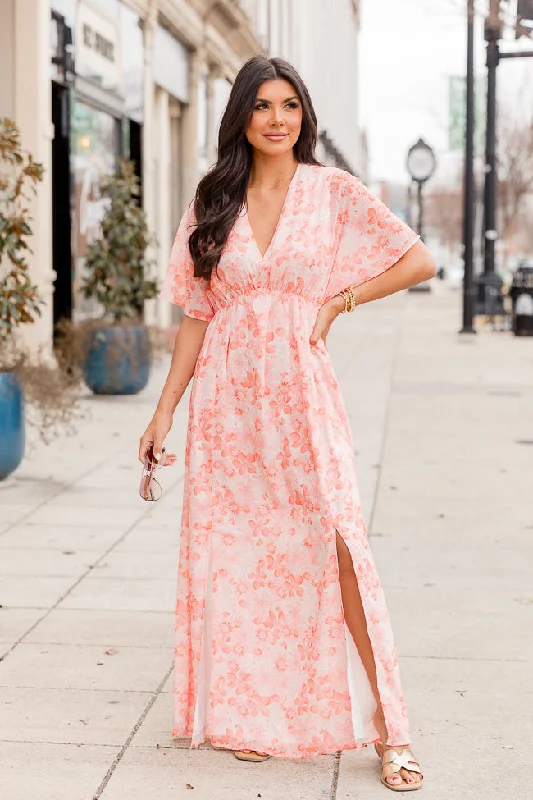 Take You Out Orange Maxi Dress FINAL SALE Cozy Maxi Dress with Slit