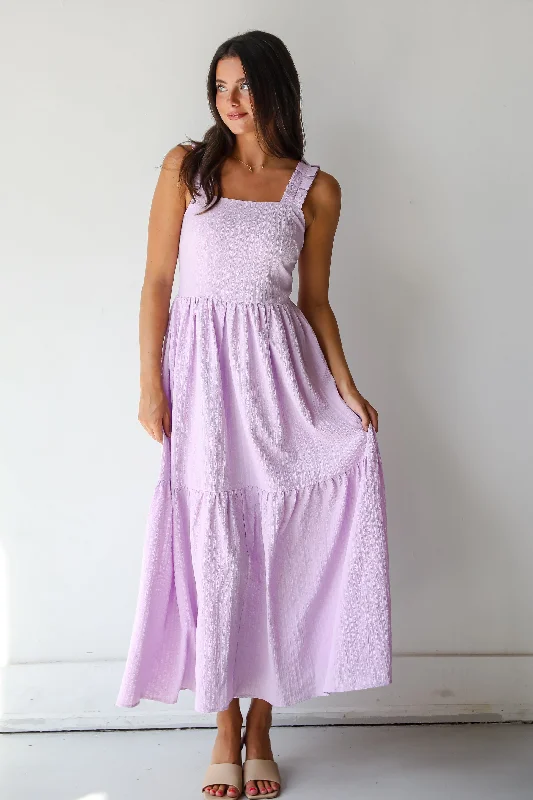 FINAL SALE - Truly Magnetic Lavender Tiered Maxi Dress Comfortable Maxi Dress with Sleeves