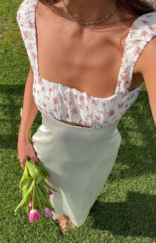 Yolandah Cream Chiffon Maxi Dress Fashionable Faux Wrap Maxi Dress