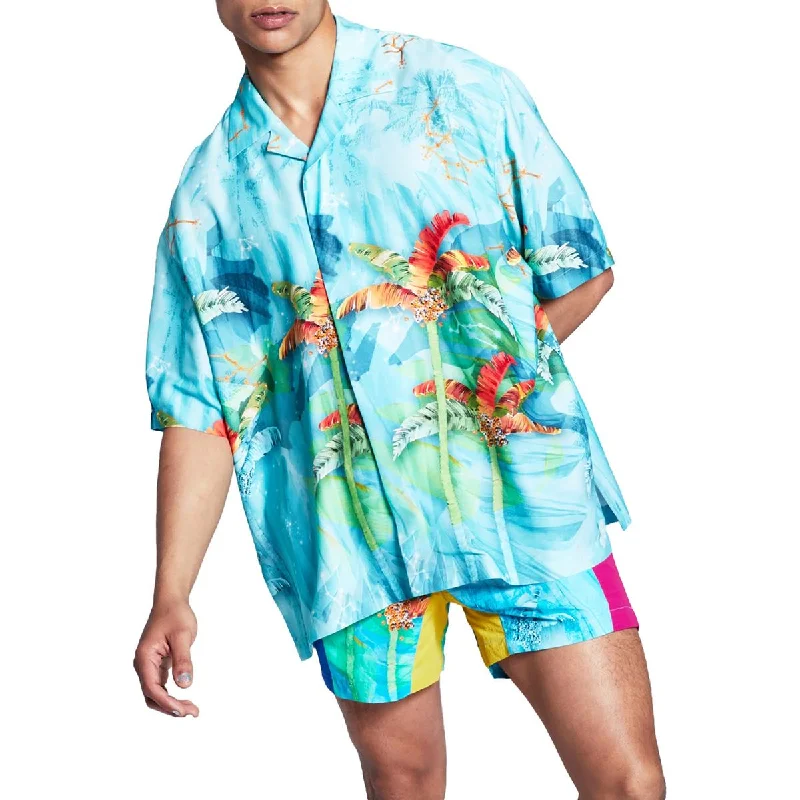 And Now This Mens Collared Printed Hawaiian Print Shirt Comfortable Stretch Short Shirt And Now This Mens Collared Printed Hawaiian Print Shirt Comfortable Stretch Short Shirt