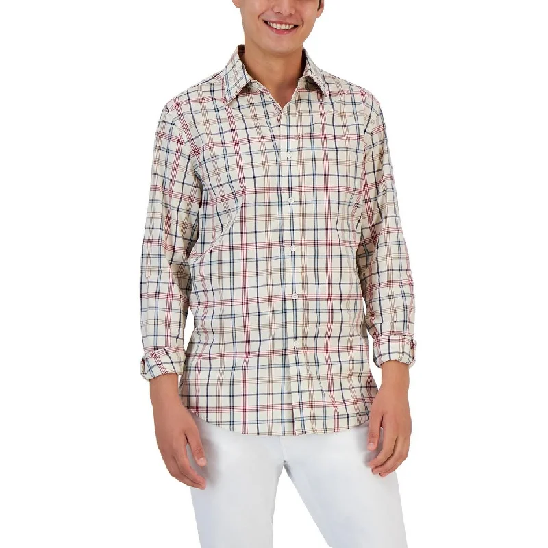 Club Room Mens Palermo Cotton Plaid Button-Down Shirt Elegant Button-Down Short Shirt Club Room Mens Palermo Cotton Plaid Button-Down Shirt Elegant Button-Down Short Shirt