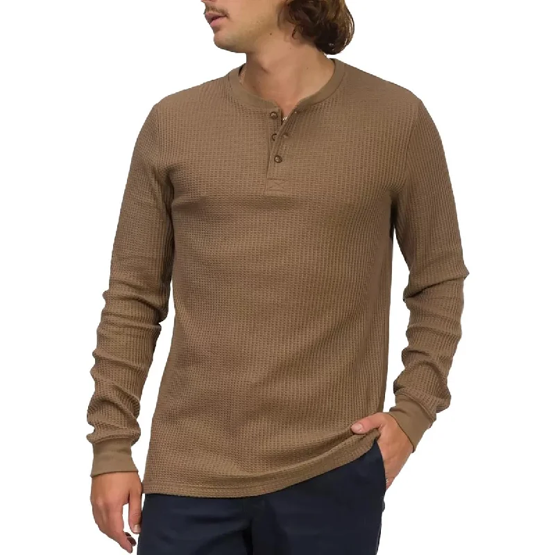 Junk Food Mens Knit Long Sleeve Henley Shirt Casual Slouchy Short Sleeve