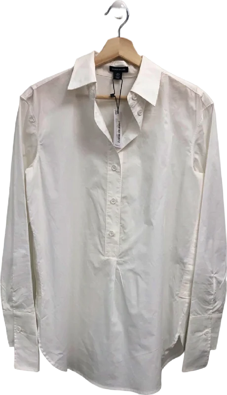 Karen Millen White The Tailored Cotton Poplin Woven Shirt UK 6 Cozy Summer Short Shirt
