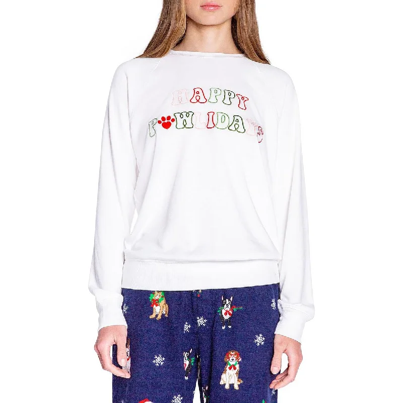 P.J. Salvage Womens Happy Pawlidays Fleece Holiday Sleep Shirt Casual Oversized Short Shirt P.J. Salvage Womens Happy Pawlidays Fleece Holiday Sleep Shirt Casual Oversized Short Shirt