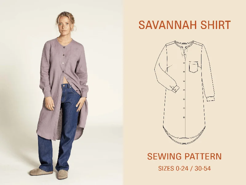 Savannah Shirt Sewing Pattern Stylish Striped Short Sleeve