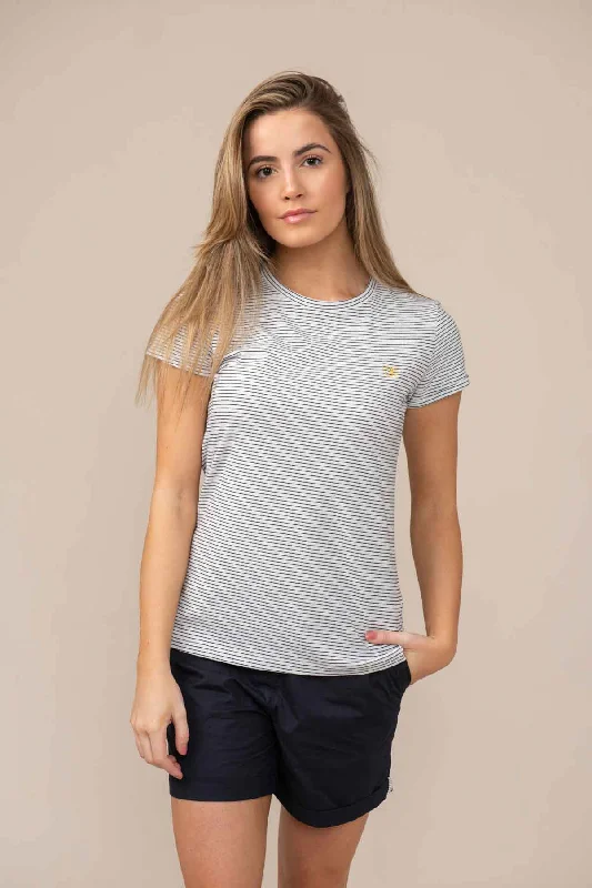 Seashore T Shirt - Cloud Midnight Stripe Soft Cotton Short Tee