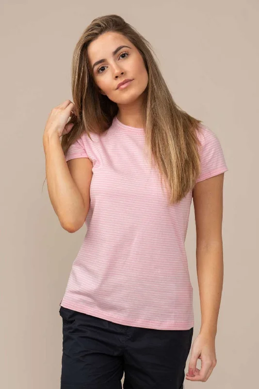 Seashore T Shirt - Rose Pink Stripe Classic V-Neck Short Shirt