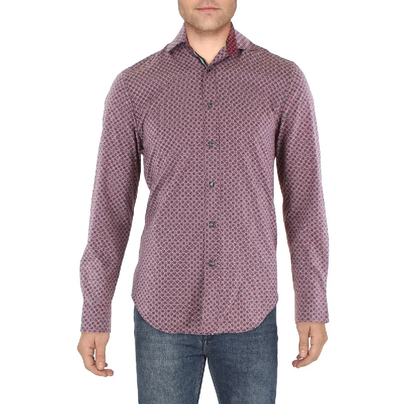 Society of Threads Mens Printed Collared Button-Down Shirt Trendy Button-Front Short Sleeve Society of Threads Mens Printed Collared Button-Down Shirt Trendy Button-Front Short Sleeve