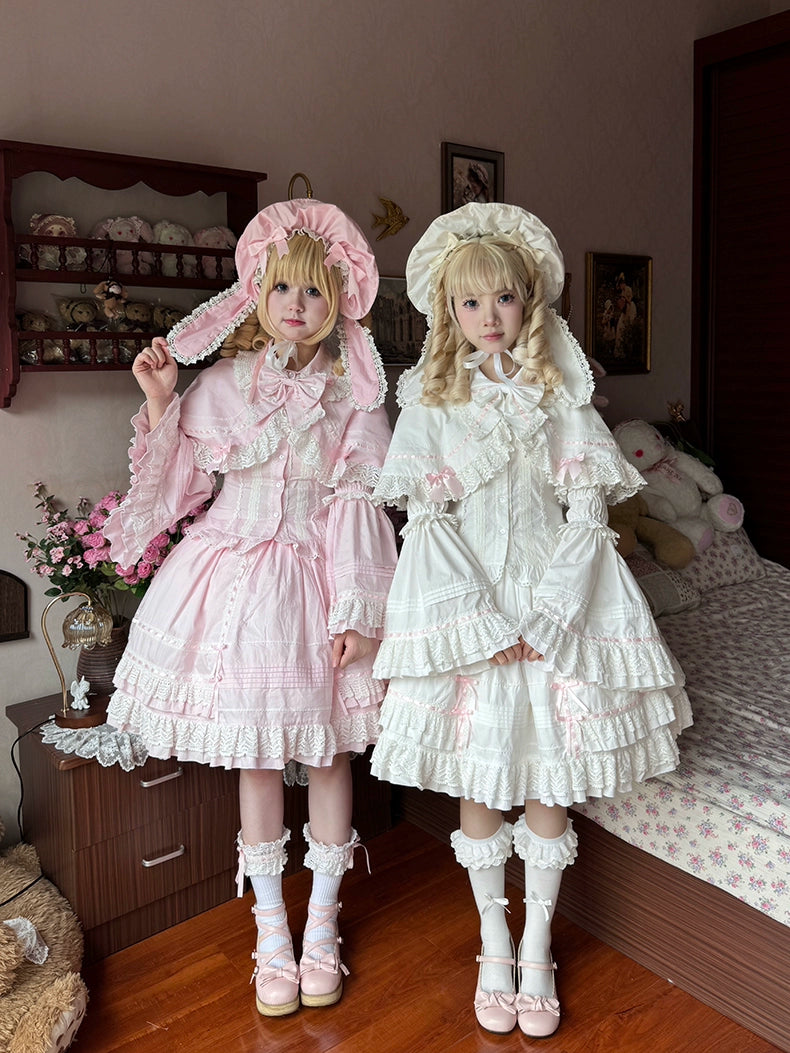 AerialCat~Praying Snowfall~Old School Lolita Skirt Suit Cape Princess Sleeve Shirt modal blend skirt