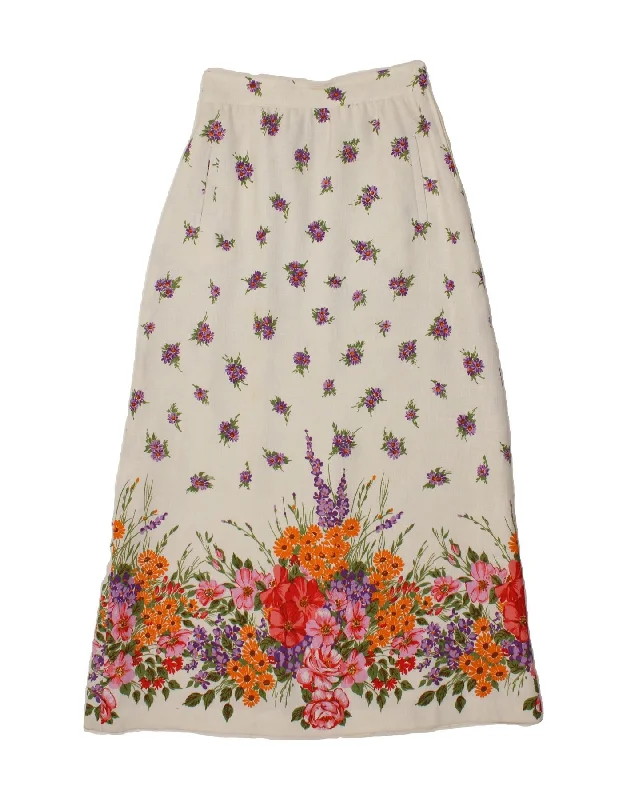 ALEXANDER Womens A-Line Skirt EU 40 Medium W28  White Floral Viscose denim skirt trendy