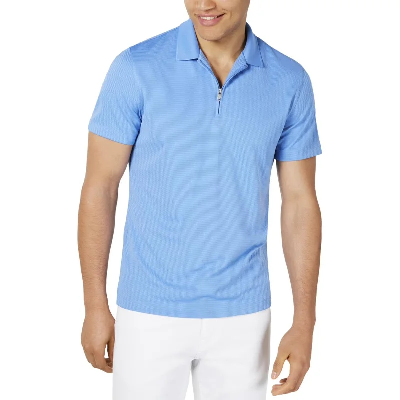 Alfani Mens Ottoman Ribbed 1/4 Zip Polo Shirt Cozy Printed Short Shirt
