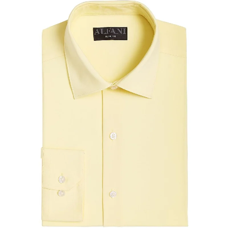 Alfani Mens Woven Long Sleeves Button-Down Shirt Comfortable Knit Short Shirt