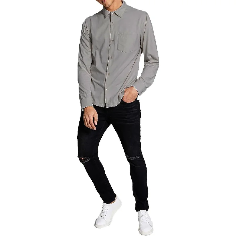 And Now This Mens Classic Fit Collared Button-Down Shirt Cozy Cotton Short Tee