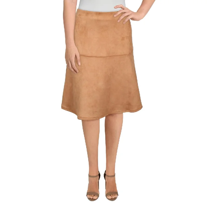 Anne Klein Womens Faux Suede Midi A-Line Skirt corduroy skirt comfortable