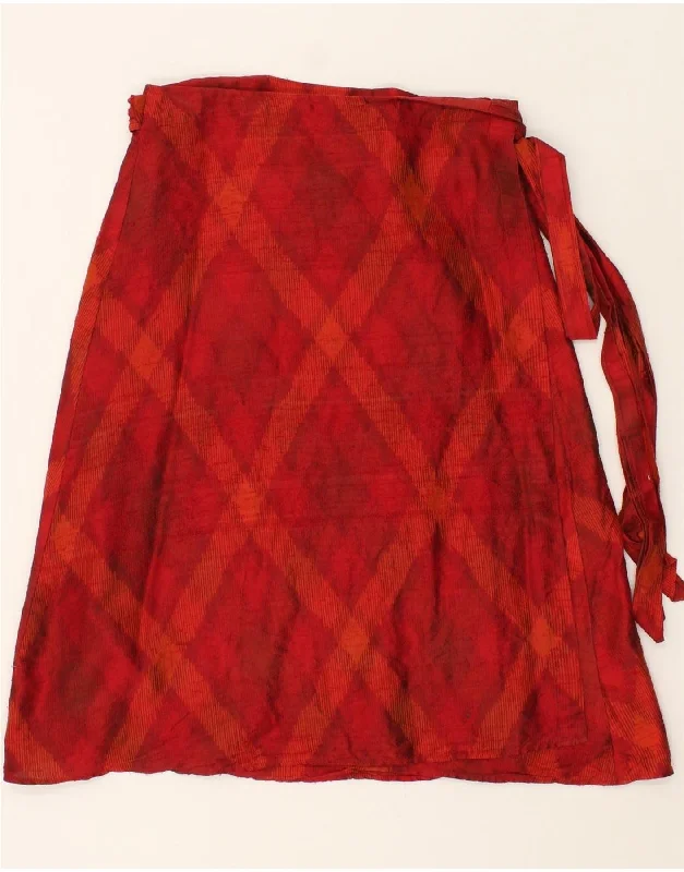 BANANA REPUBLIC Womens Wrap Skirt UK 10 Small W28 Red Argyle/Diamond Silk cashmere skirt plush BANANA REPUBLIC Womens Wrap Skirt UK 10 Small W28 Red Argyle/Diamond Silk cashmere skirt plush