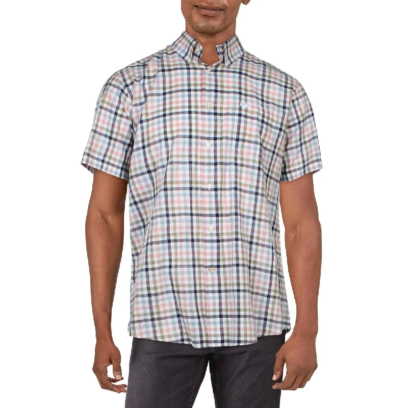 Barbour Mens Cotton Short Sleeve Button-Down Shirt Comfortable Fitted Short Sleeve