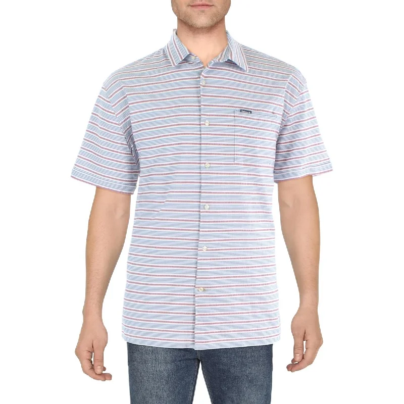 Barbour Mens Newquay Striped Seersucker Button-Down Shirt Trendy Summer Short Sleeve Barbour Mens Newquay Striped Seersucker Button-Down Shirt Trendy Summer Short Sleeve