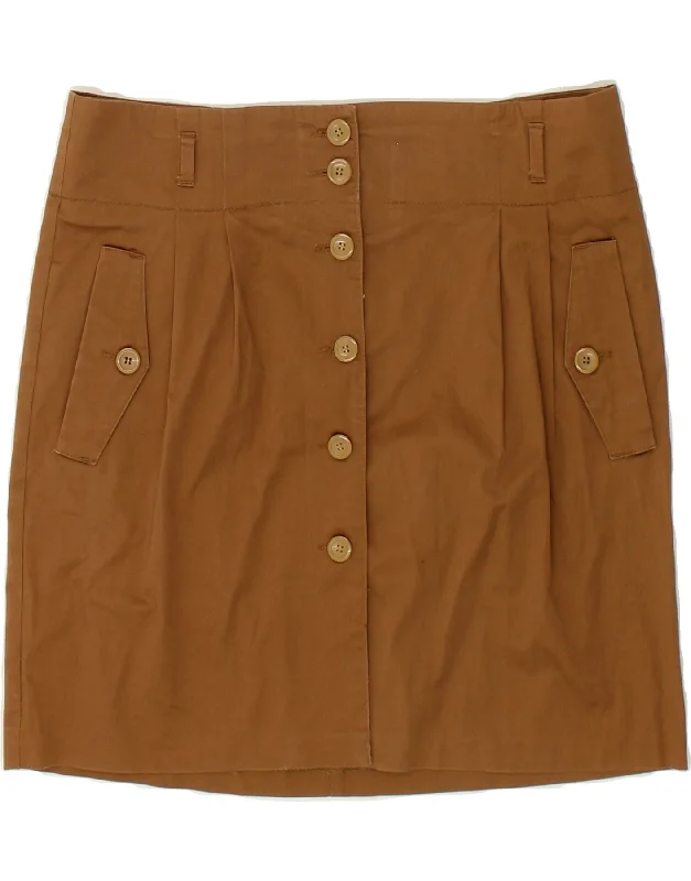 BENETTON Womens Mini Skirt IT 44 Medium W32  Brown Cotton ribbed skirt waist