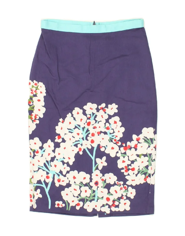 BENETTON Womens Pencil Skirt UK 8 Small W26 Purple Floral Cotton linen skirt natural BENETTON Womens Pencil Skirt UK 8 Small W26 Purple Floral Cotton linen skirt natural