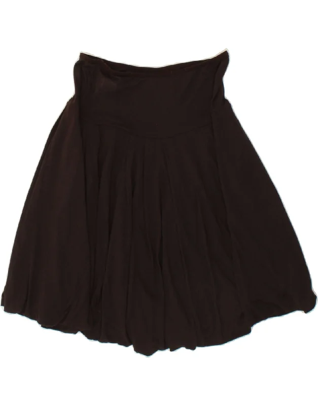 BENETTON Womens Pleated Ruffle Skirt Small W28  Brown Modal button skirt front