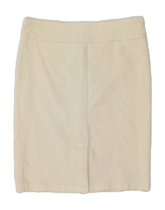 BENETTON Womens Straight Skirt IT 42 Medium Off White Cotton pencil skirt chic