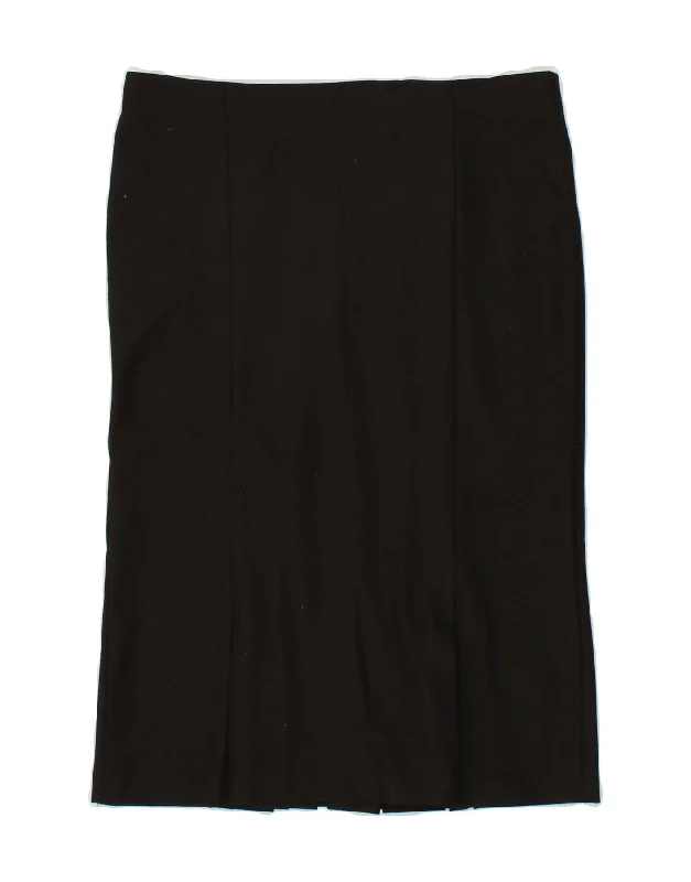 BENETTON Womens Straight Skirt IT 42 Medium W32  Black silk skirt lustrous