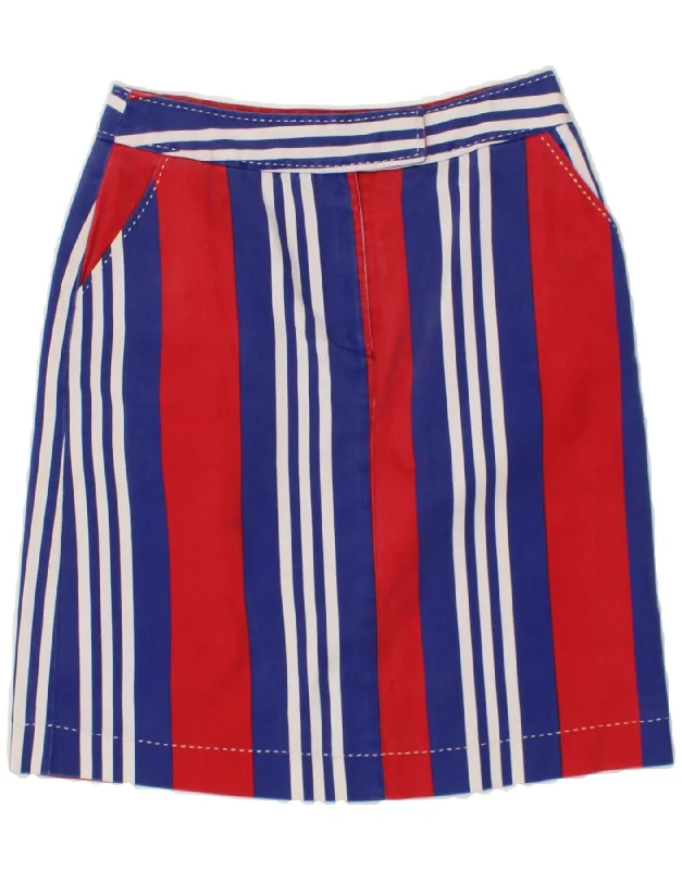 BODEN Womens Midi Skirt UK 12 Medium W30 Blue Striped Cotton velvet skirt sumptuous