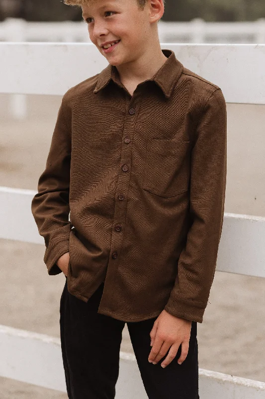 Boys John Shirt in Brown Stylish Printed Short Shirt