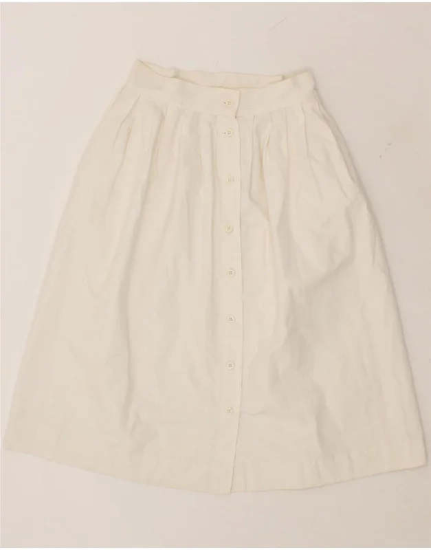 CALVIN KLEIN Womens Midi Pleated Skirt UK 12 Medium W28 White Cotton wool skirt sturdy CALVIN KLEIN Womens Midi Pleated Skirt UK 12 Medium W28 White Cotton wool skirt sturdy