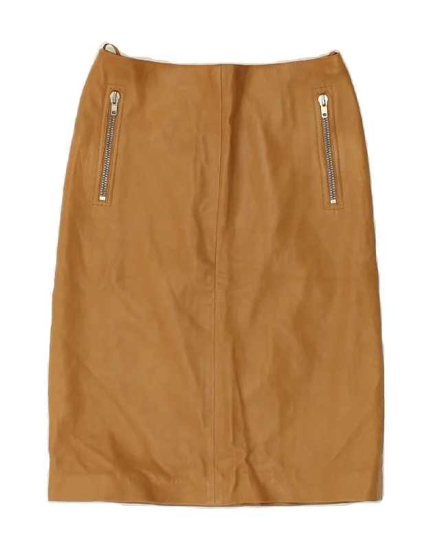 CELINE Womens Leather Skirt EU 36 Small W26 Brown Leather mini skirt trendy