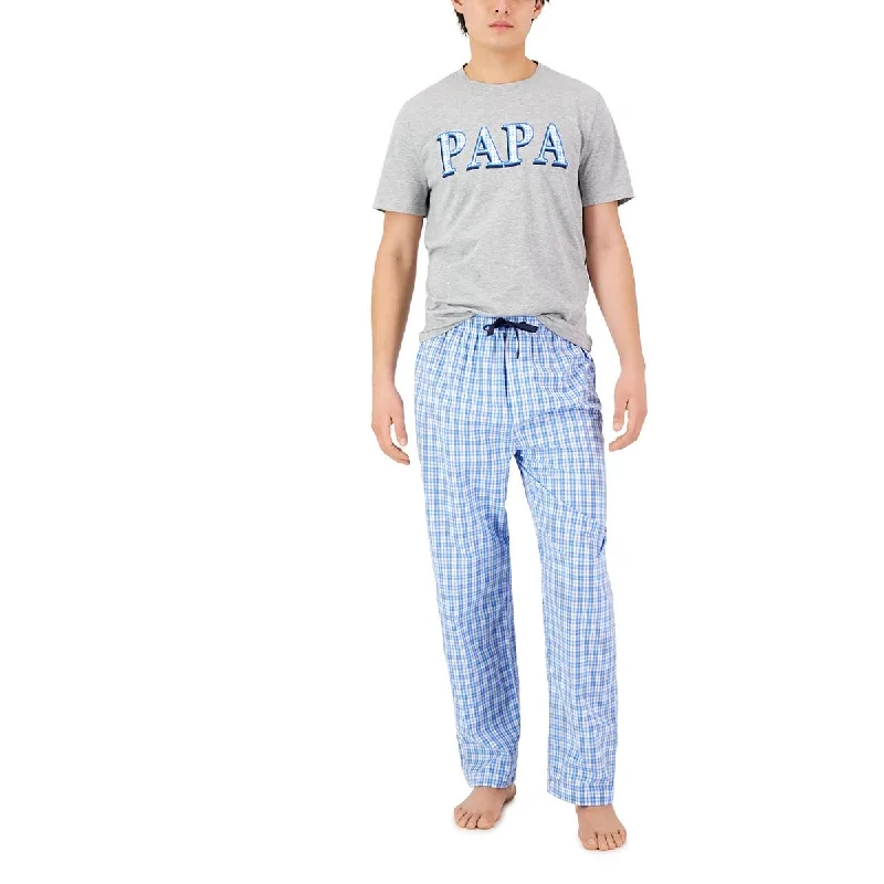 Club Room Mens Father's Day Heathered Crewneck Sleep Shirt Modern Fit Short Sleeve