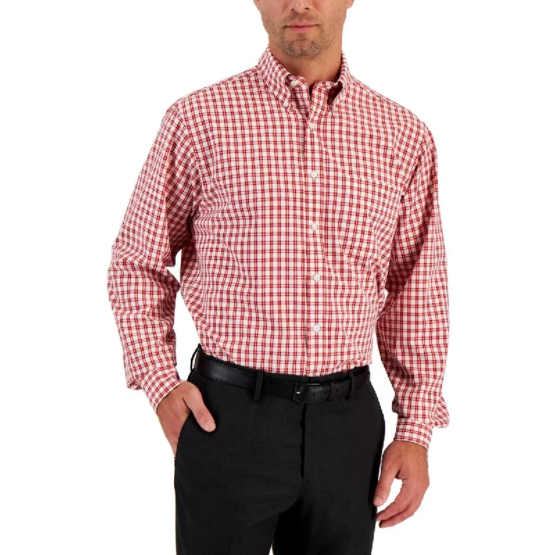 Club Room Mens Plaid  Button-Down Shirt Elegant Draped Short Shirt