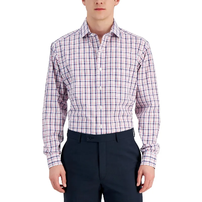 Club Room Mens Plaid Regular Fit Button-Down Shirt Relaxed Fit Short Blouse