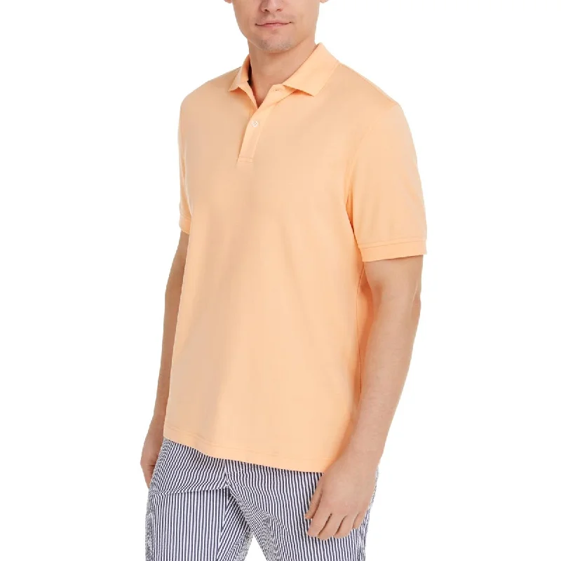 Club Room Mens Ribbed Trim Short Sleeve Polo Shirt Elegant Draped Short Shirt