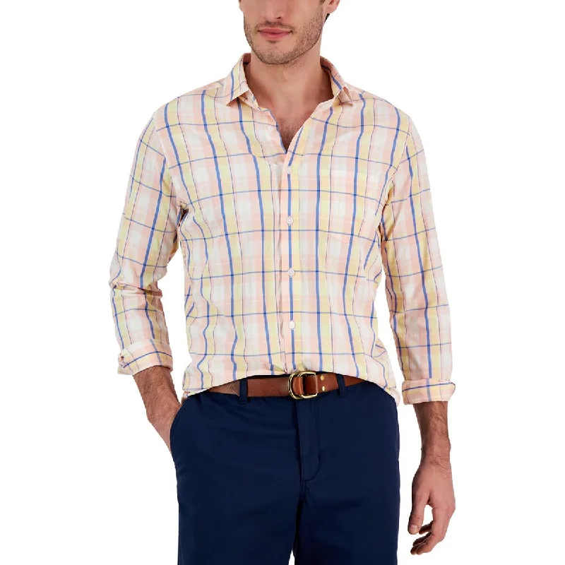 Club Room Mens Woven Classic Fit Button-Down Shirt Casual Short Sleeve Top