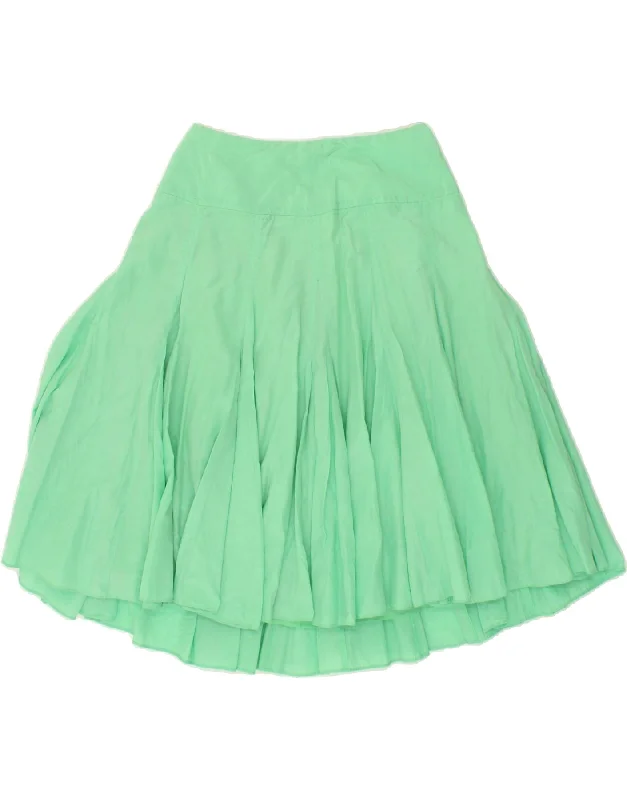 COAST Womens Pleated A-Line Skirt W24 XS Green Cotton lace skirt delicate